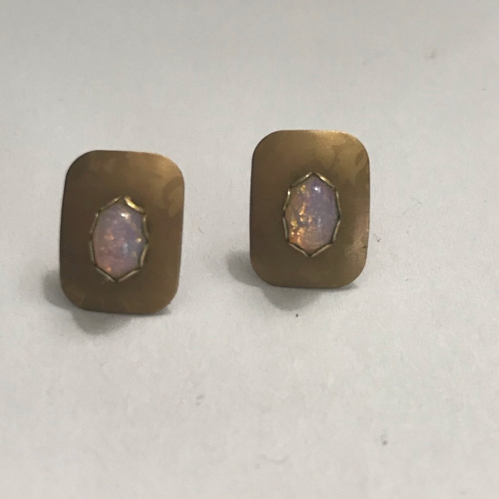 Brass & Opal earrings - Picture 2 of 3